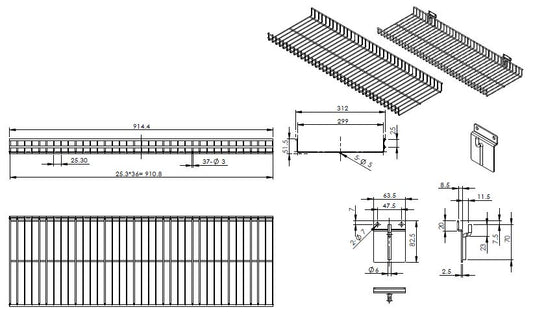 Slat Wall Wire Shelf - 24x8 to 36x12