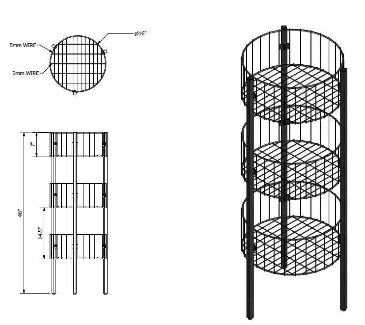 3-Tier Round Dump Bin