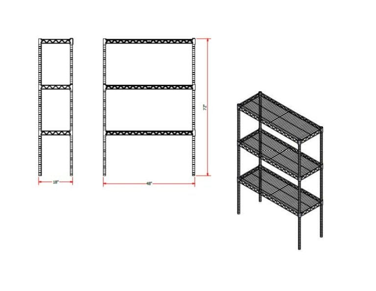 3-Shelf Wire Storage Rack – Heavy-Duty Metal Shelving
