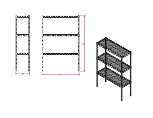 3-Shelf Wire Storage Rack – Heavy-Duty Metal Shelving