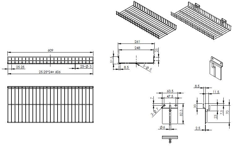 Slat Wall Wire Shelf - 24x8 to 36x12