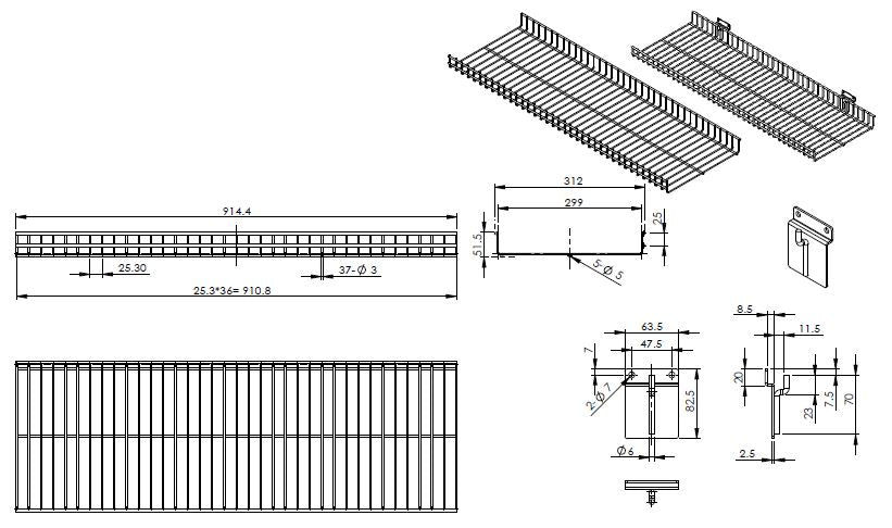 Slat Wall Wire Shelf - 24x8 to 36x12